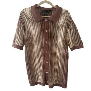 MASSIVE Mens Luxury SS Cardigan Open Knit Sweater Shirt Hollow Preppy Golf M